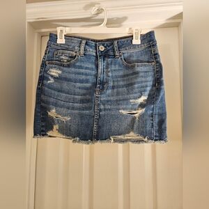 Distressed Denim Skirt